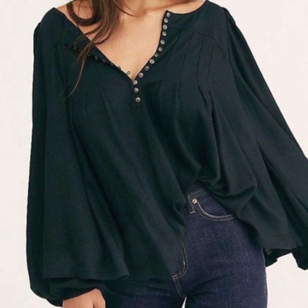 Free People Devin Long Sleeve Textured Knit Top - XS NWT